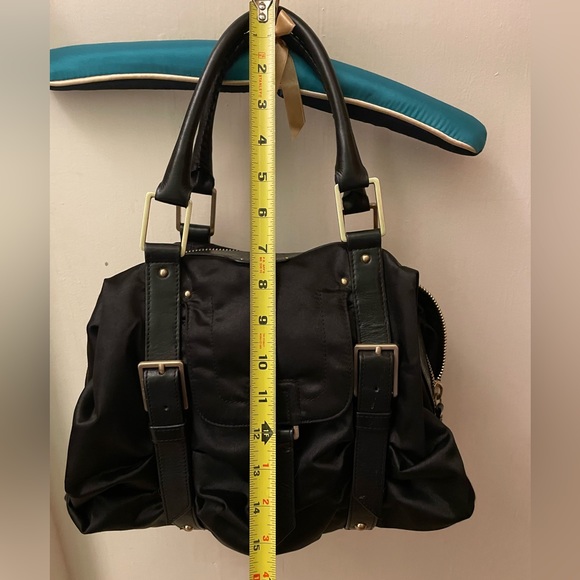 Botkier Sasha Medium Duffle Hobo Black Satin + Leather Double Handles - Picture 3 of 8